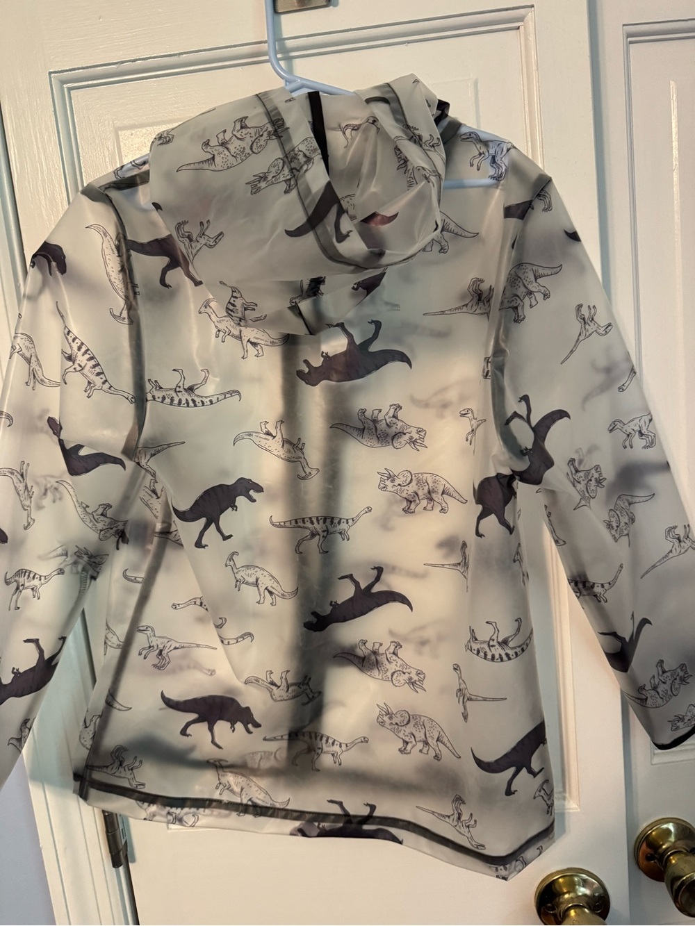 Carter’s Boys Dinosaur Rain Jacket Size 7 🌧️ Clear Hooded Zip Raincoat LiKe NEW - Picture 7 of 9